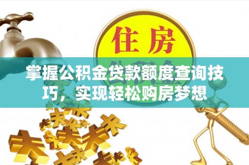 治多掌握公积金贷款额度查询技巧，实现轻松购房梦想