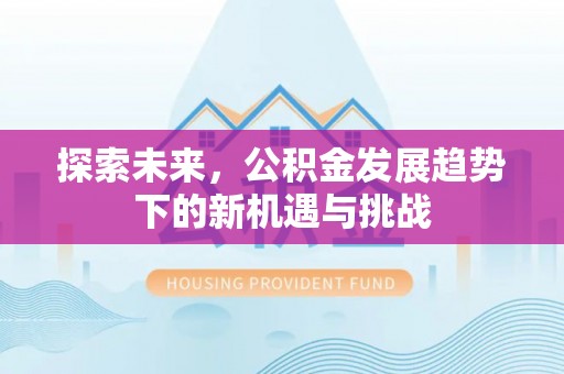 治多探索未来，公积金发展趋势下的新机遇与挑战
