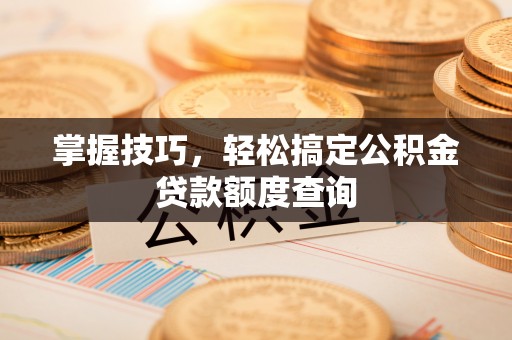 治多掌握技巧，轻松搞定公积金贷款额度查询